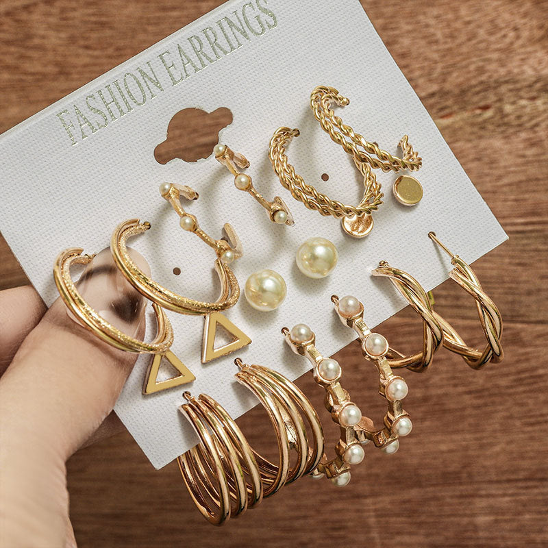 Pearl earring set with diamonds