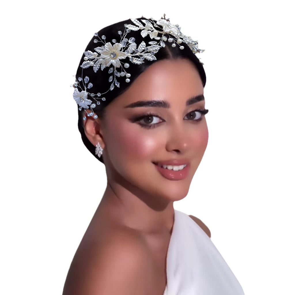 Bride handmade rhinestone flower headband