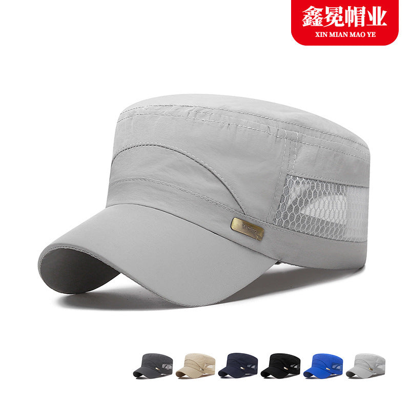 Men’s Breathable Mesh Flat Hat for Summer Outdoor Travel