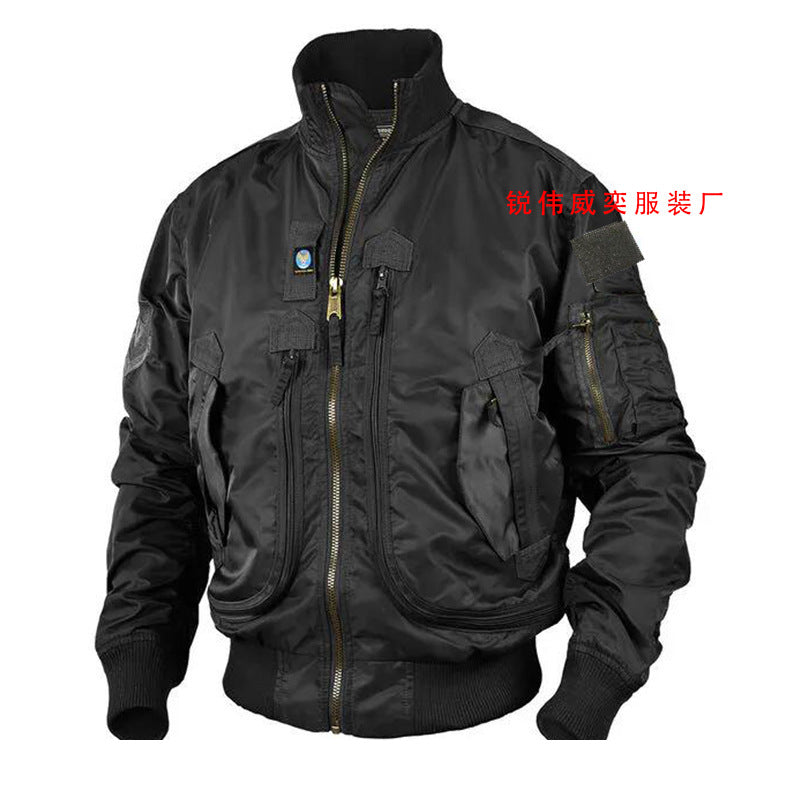 Mens Air Force Pilot Baseball Jacket  Tactical Stand Collar Leader Fan Coat