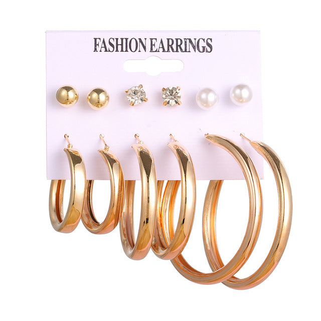 Creative French retro gold earrings set