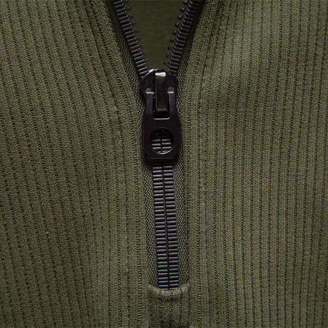Men's Half-Zip Fleece Sweatshirt – Stand Collar Autumn & Winter Pullover