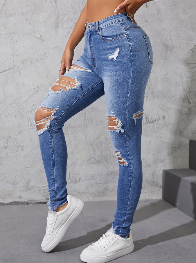 Ripped skinny, casual fashion, skinny trousers