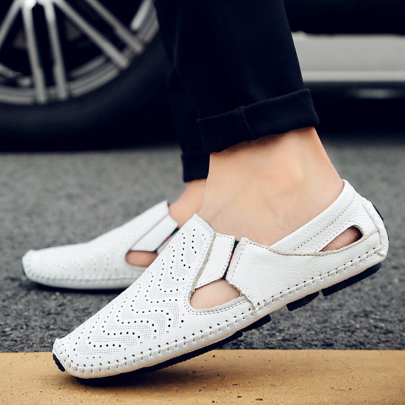 Mens Summer Breathable Toe-Wrapped Sandals  Casual Slip-On Driving Shoes