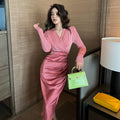 Elegant Pink Slim Stitching Dress