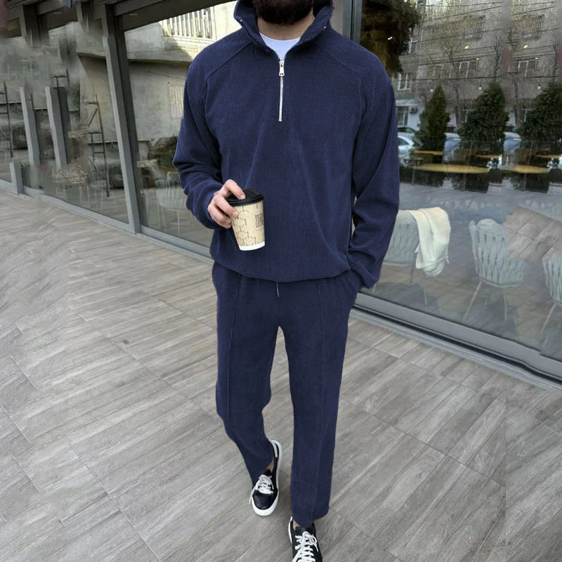 Metro Cord Corduroy Half Zipper Men's Sweatshirts