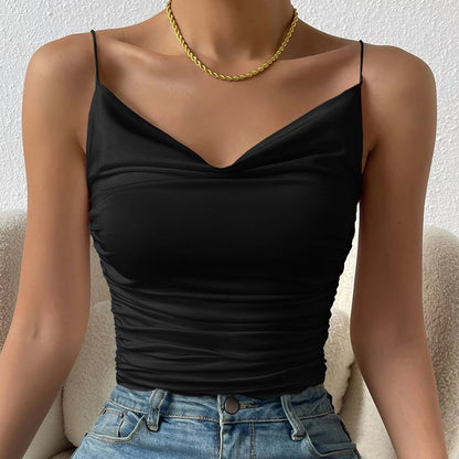 Swing neck knitted high-elastic camisole top