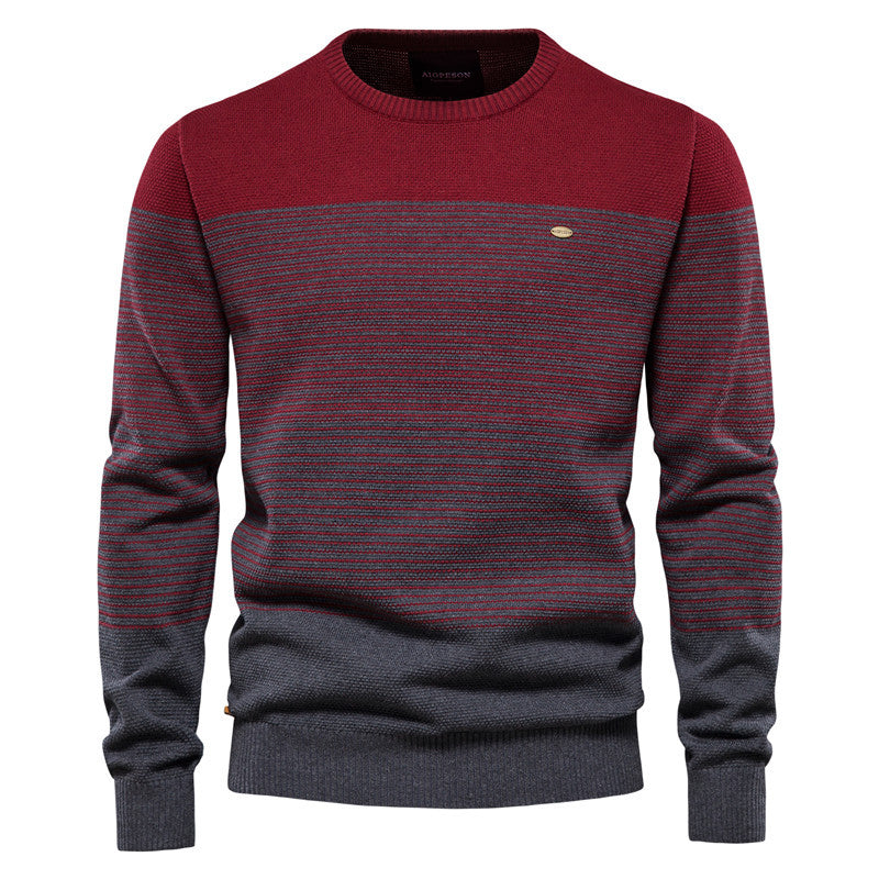 Mens Korean Style Color Block Knit Sweater Jacket