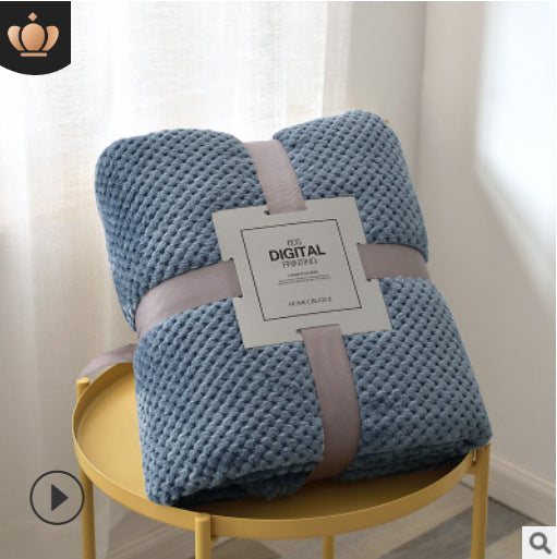 Pineapple Plaid White Thickened Coral Fleece Sofa Blanket