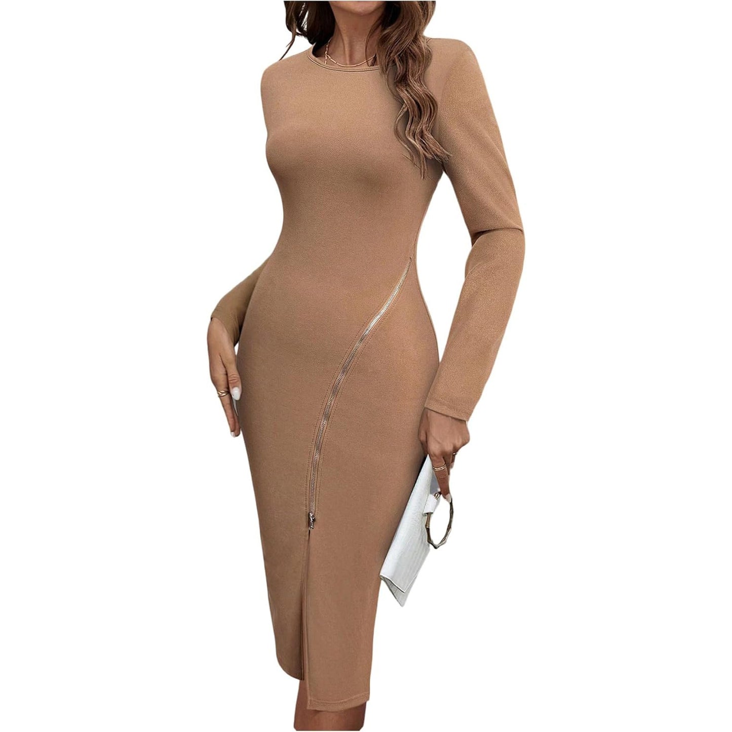 Sexy Zipper Bodycon Little Black Dress