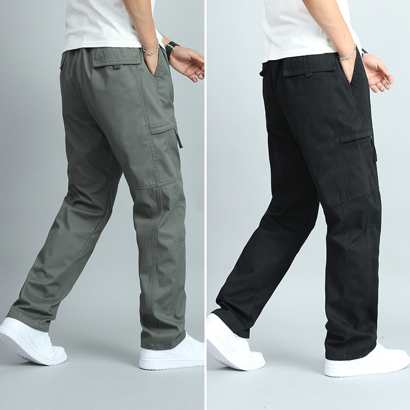 Men's Summer Thin Cotton Cargo Pants – Loose Fit Multi-Pocket Straight Casua