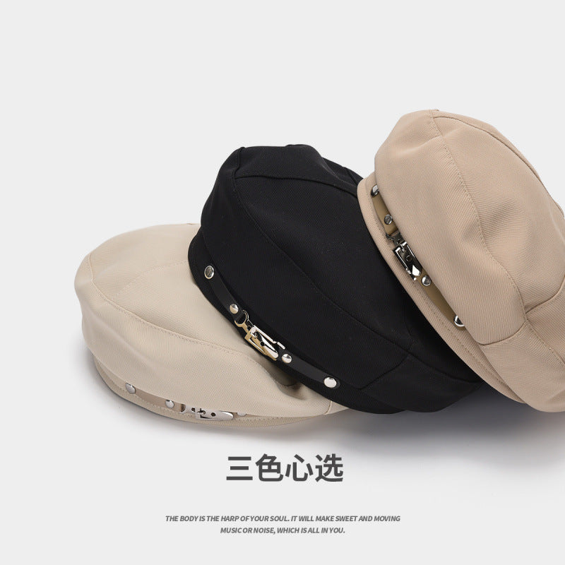 Trendy Internet-Celebrity Beret  Womens Thin Black Painter Hat