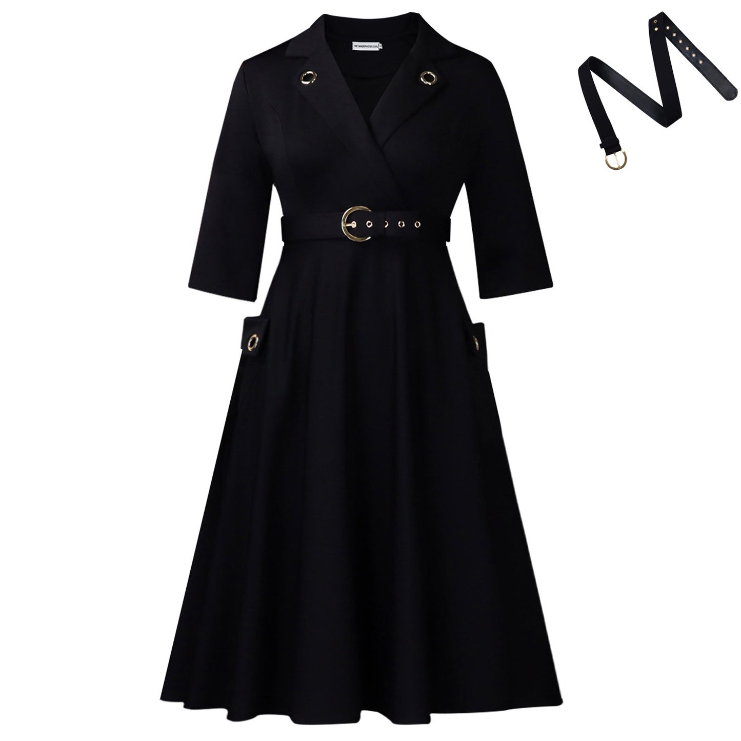 Elegant Plus Size African High Waist Dress with Suit Collar – 2025 Women’s Fashion
