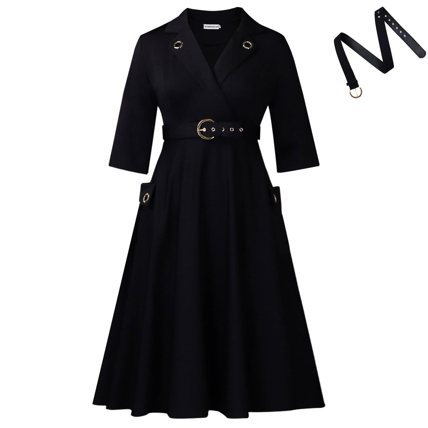 Elegant Plus Size African High Waist Dress with Suit Collar – 2025 Women’s Fashion