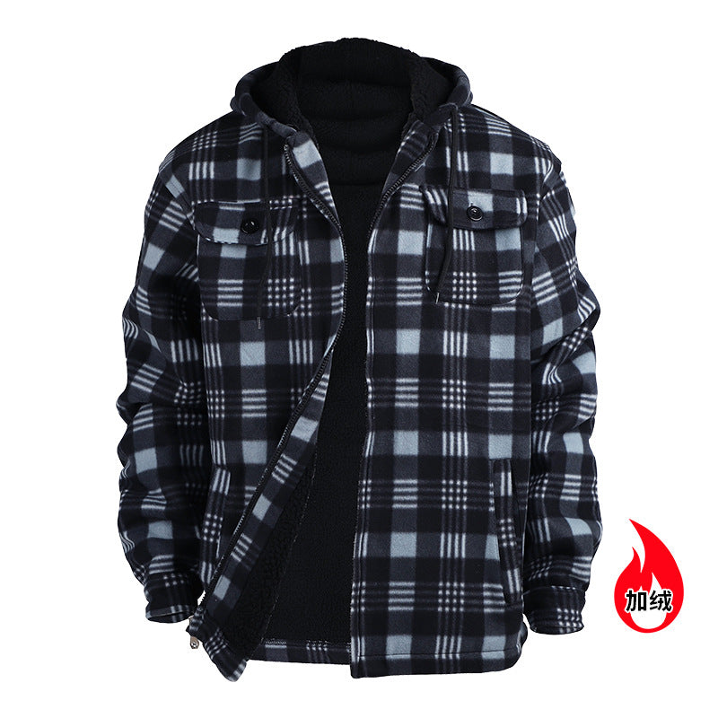 Men's Fleece Plaid Hoodie