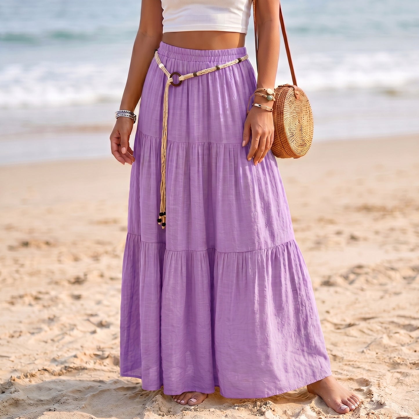 Solid Color Patchwork Layered Cake Skirt