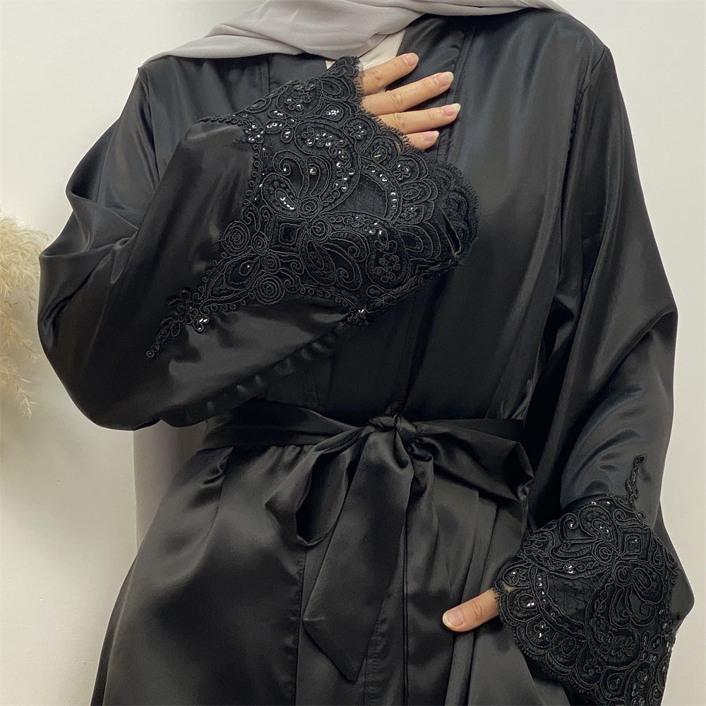Elegant Embroidered Islamic Cardigan Dress