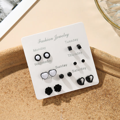 Hot Pearl Stud Earrings Set - Simple Design, Versatile Alloy Jewelry