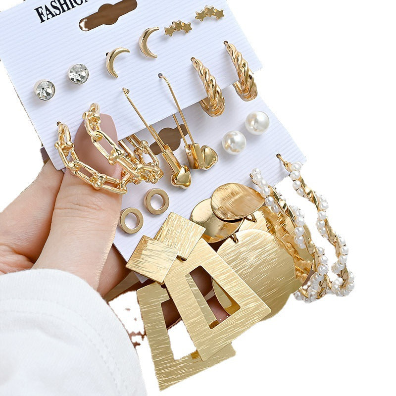Pearl earring set with diamonds
