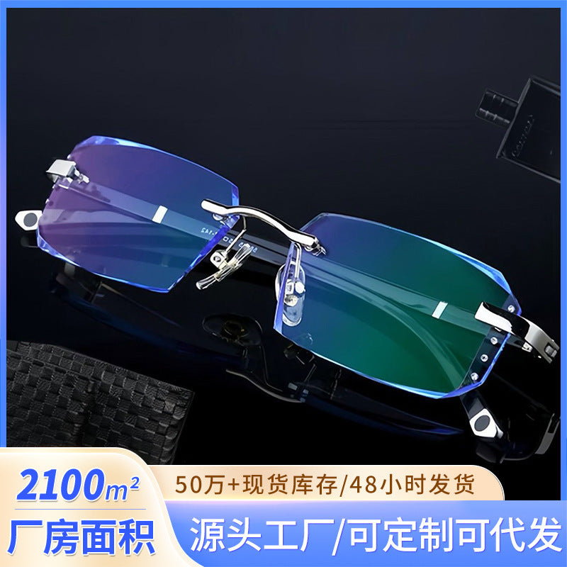 Diamond Rimless Blue Light Reading Glasses for Men & Women