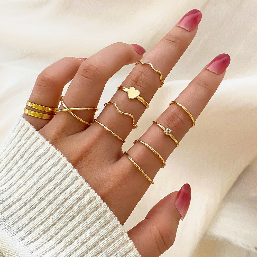 Butterfly ring opening multi-joint ring set 22 pieces love ring female design sense niche