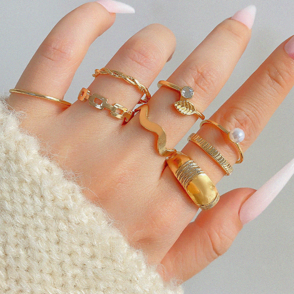 Butterfly ring opening multi-joint ring set 22 pieces love ring female design sense niche