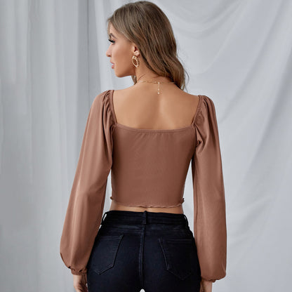 Sexy Slim Low Cut Shirt - Crop Top