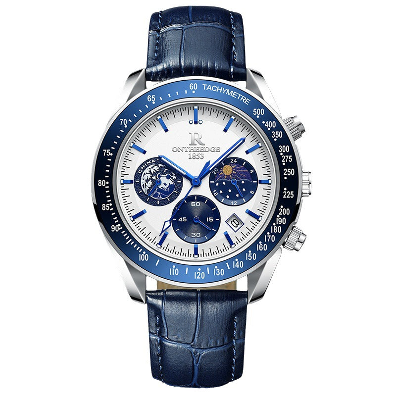 Men's Quartz Watch with Leather Strap