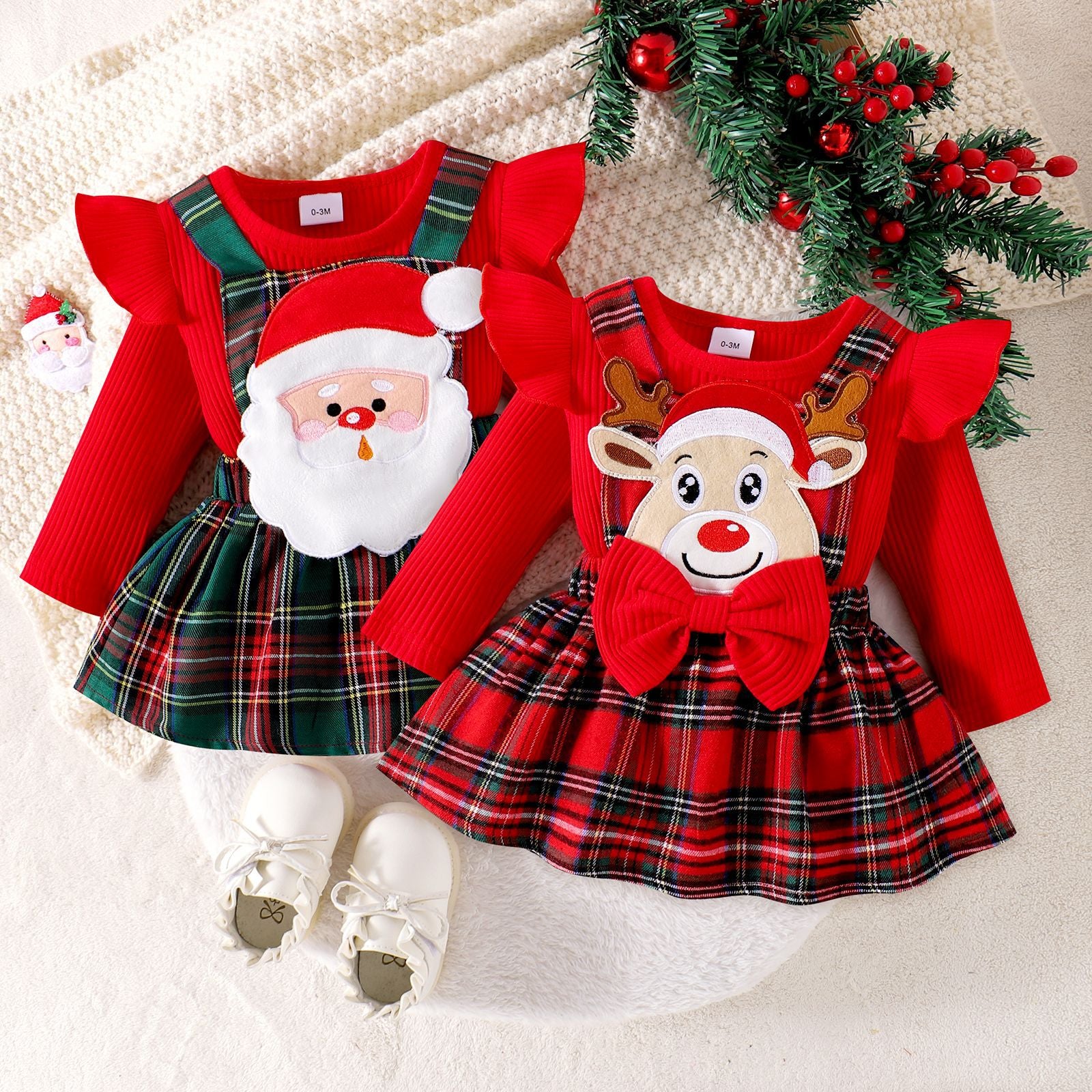 Santa Sweetheart Plaid Strap Skirt Set