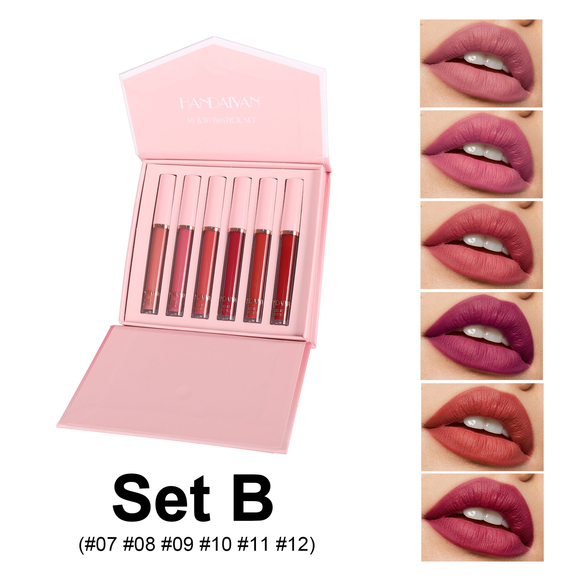 Lip Gloss Set Liquid Matte Handaiyan Lipstick Non-Stick Cup Non-Fade 6 Lip Gloss Set