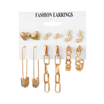 Creative French retro gold earrings set