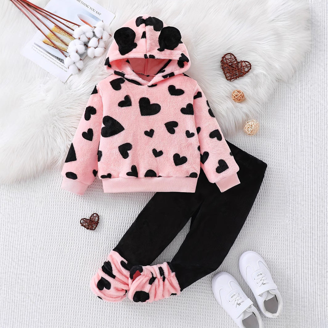 Girls' Pink Fleece Hoodie & Jogger Set