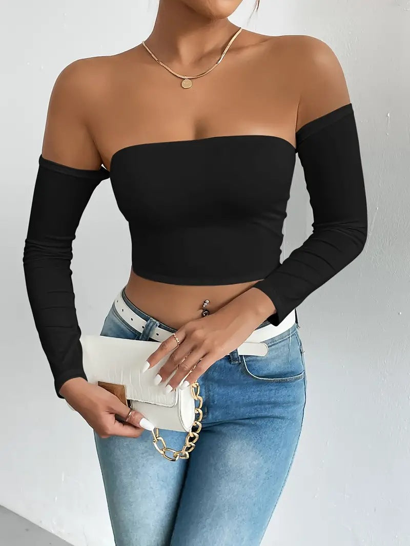 Women's Summer Sexy Waist Long-Sleeved Bodysuit Two-Piece Set