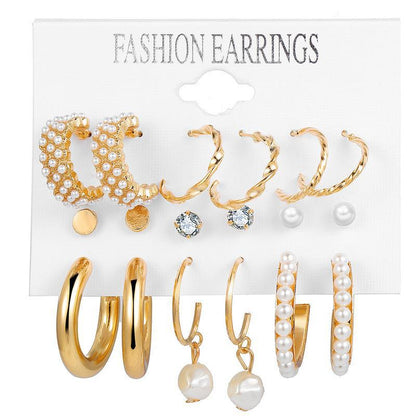 Creative French retro gold earrings set