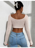 Spring summer tops women's wide neck & long sleeve T-shirt