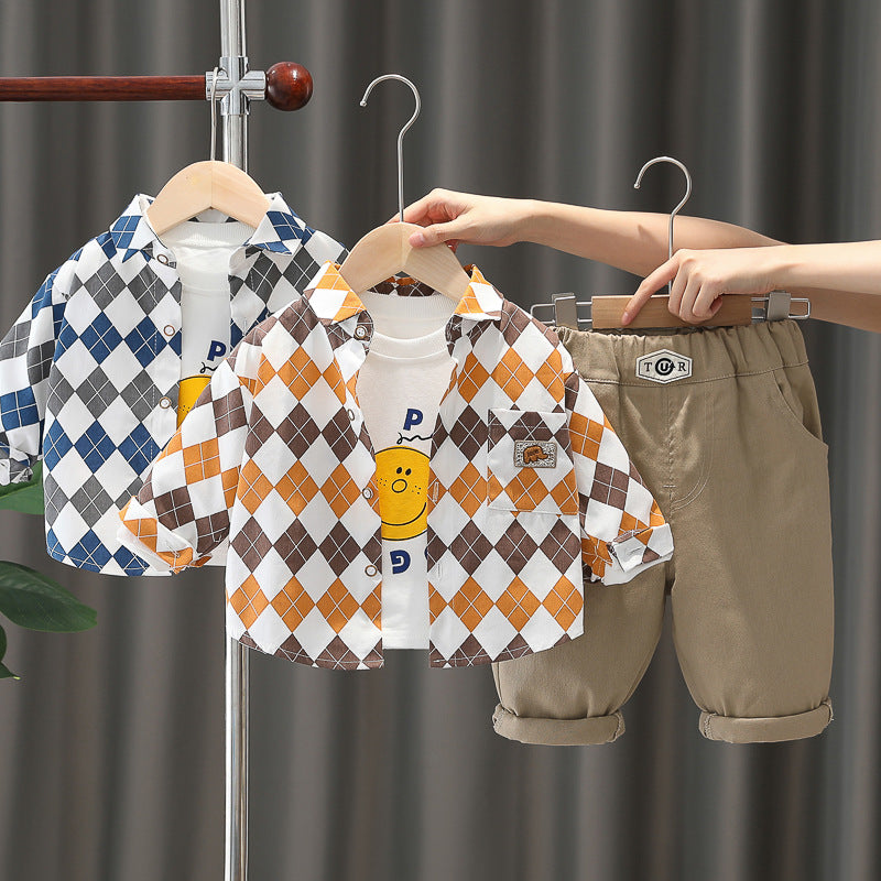 Diamond Print & Smiley Tee Set