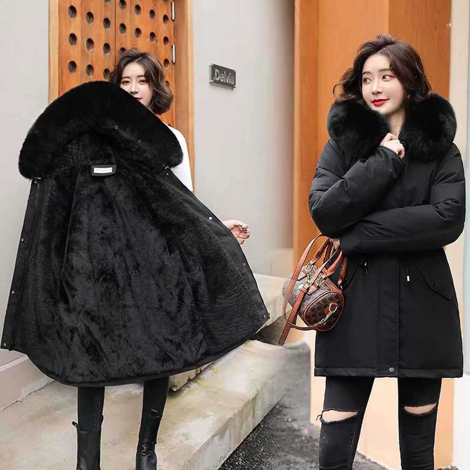 Women's Winter  Slim Fit Faux Fur Parka Jacket