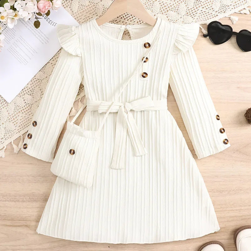 Elegant White Lace Dress Set For Girls