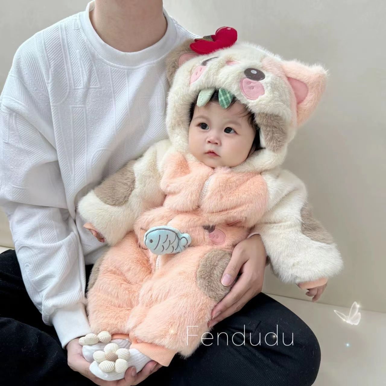 Fluffy Winter Jumpsuit for Infants