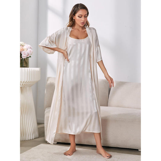 Women's imitation silk long sleeve pyjamas