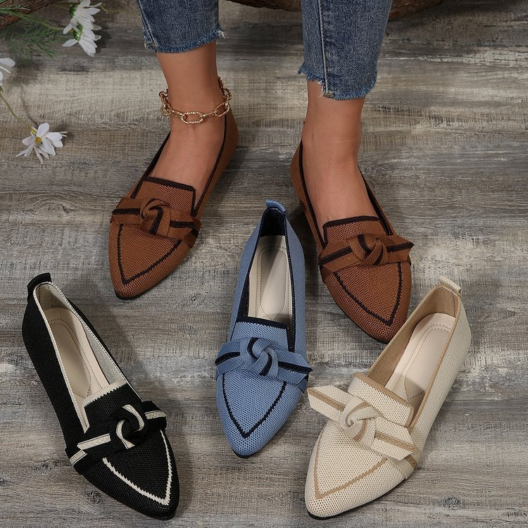 Slip-on bow shallow slip-on shoes
