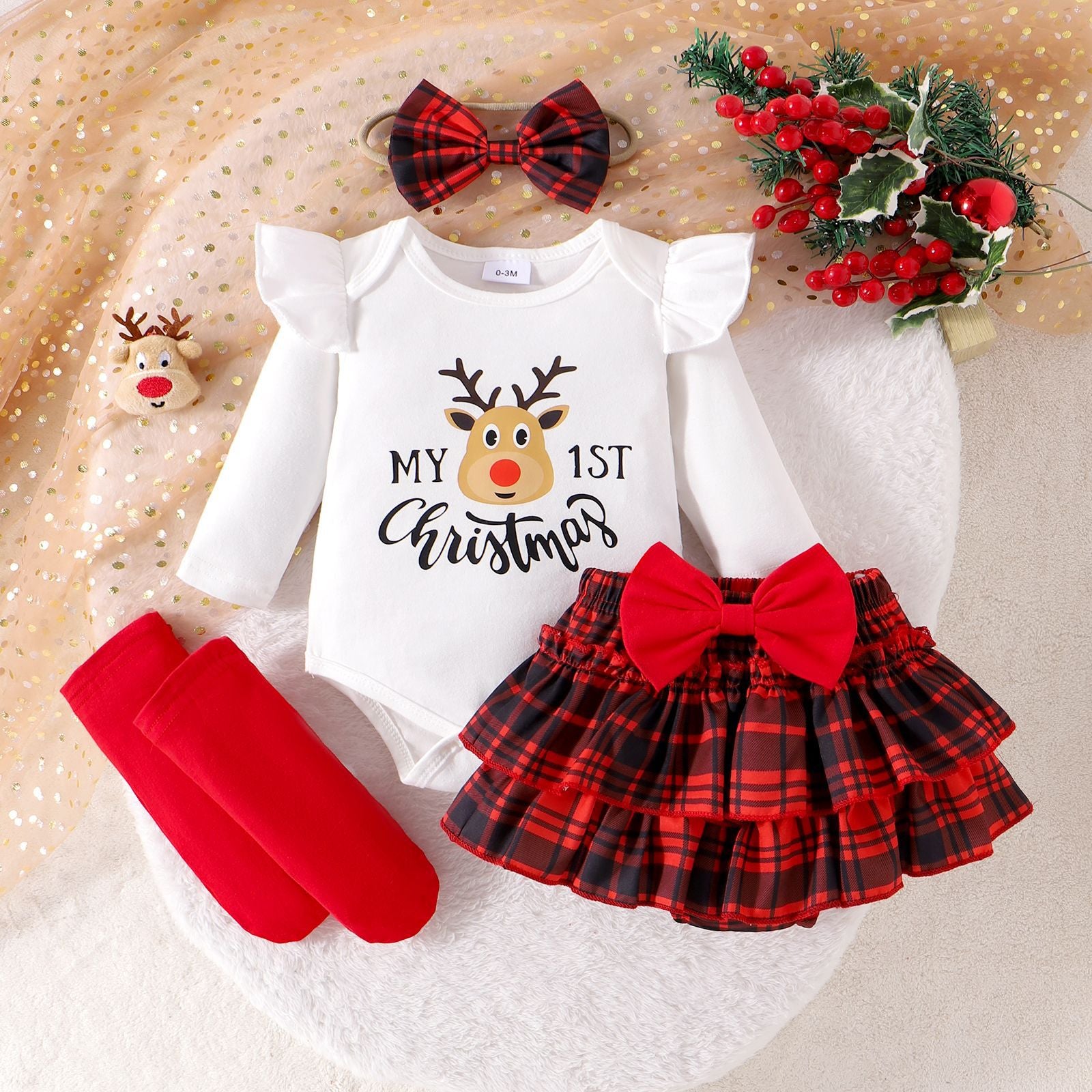 Little Holiday Plaid Skirt Set