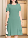 Women's Casual Neck Pleated A-Line Dress