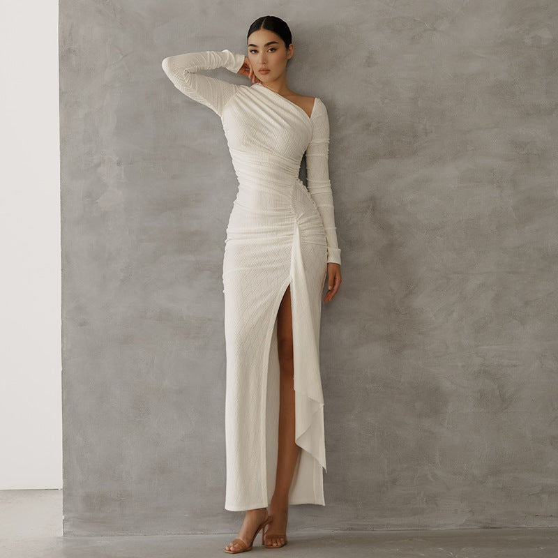 Elegant Embossed Slit Dress