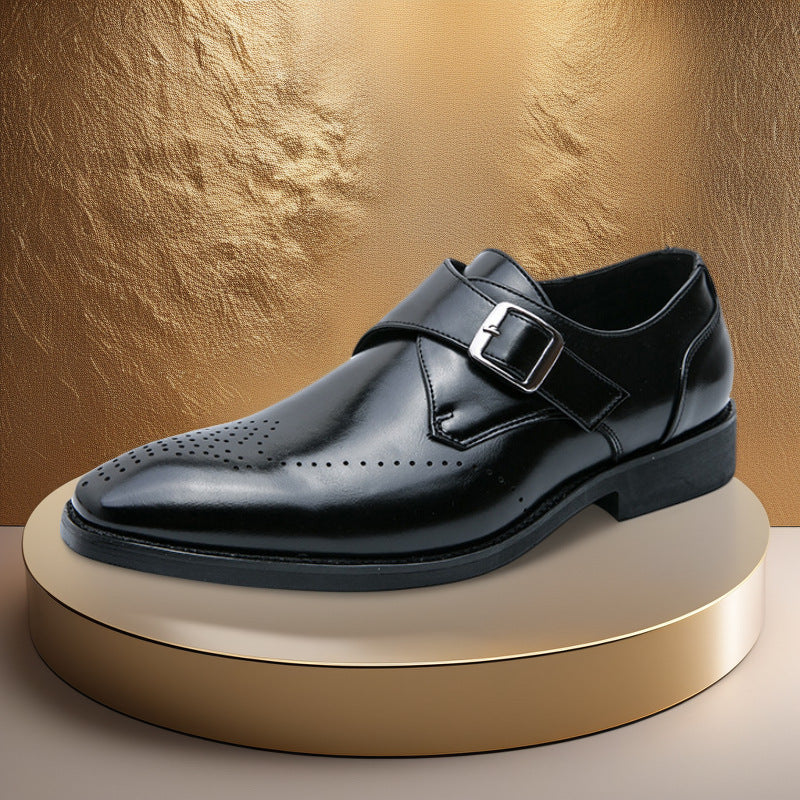 Square toe business formal wear leather shoes