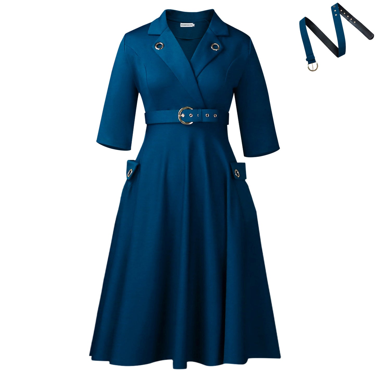 Elegant Plus Size African High Waist Dress with Suit Collar – 2025 Women’s Fashion