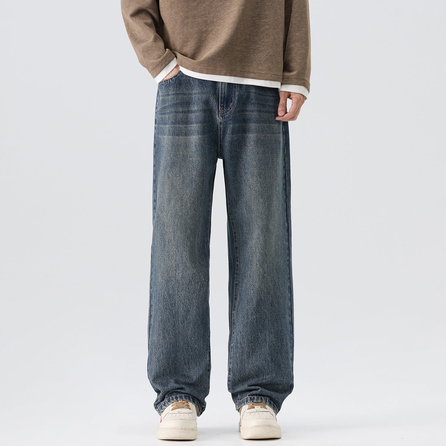 Men’s Loose Wide-Leg Straight Jeans