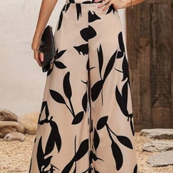Summer Temperament Elasticated Waist Wide-leg High-waisted Thin Trousers