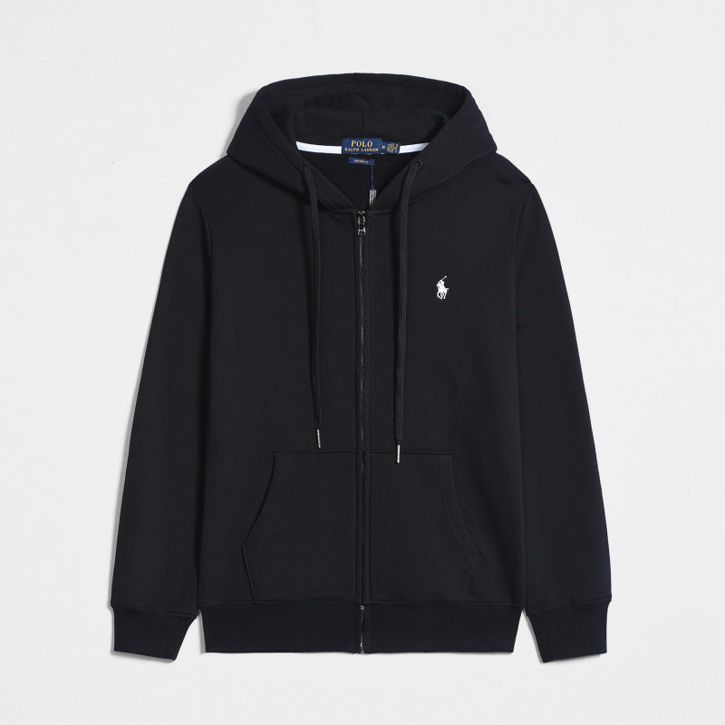 Mens Thick Cotton Fleece Zip-Up Hoodie