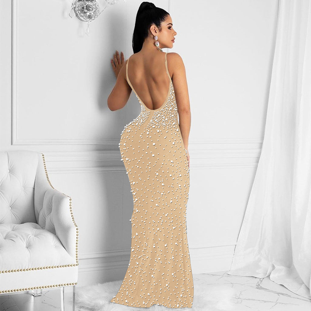 Hot Diamond Sexy Suspenders Sleeveless Long Dress